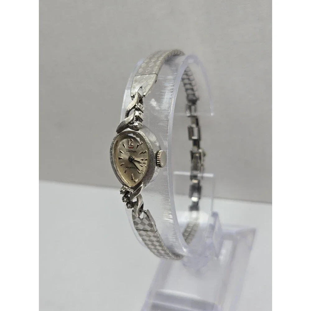 Vintage Waltham 23 Jewels Manual Wind Watch Rolled Gold Plated Diamond Accent